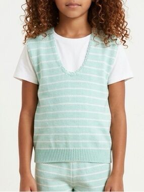 ⚡️Vintage Mint Green Striped Sweater Vest | JD Kids Wear | 6 Girl